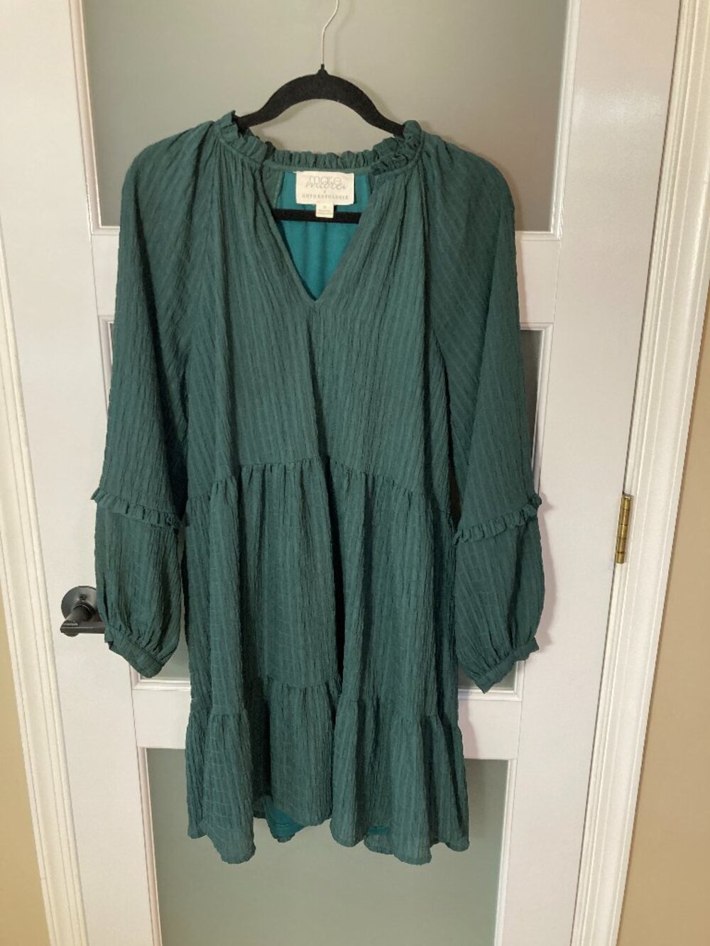 Mare Mare X Anthropologie Green Anne Tiered Tunic Dress - S - oversized fit